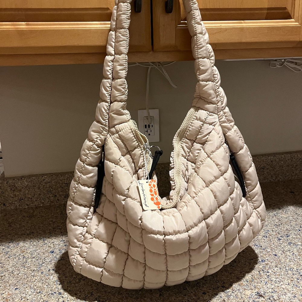 FP Movement by Free People Quilted Cream Shoulder Bag